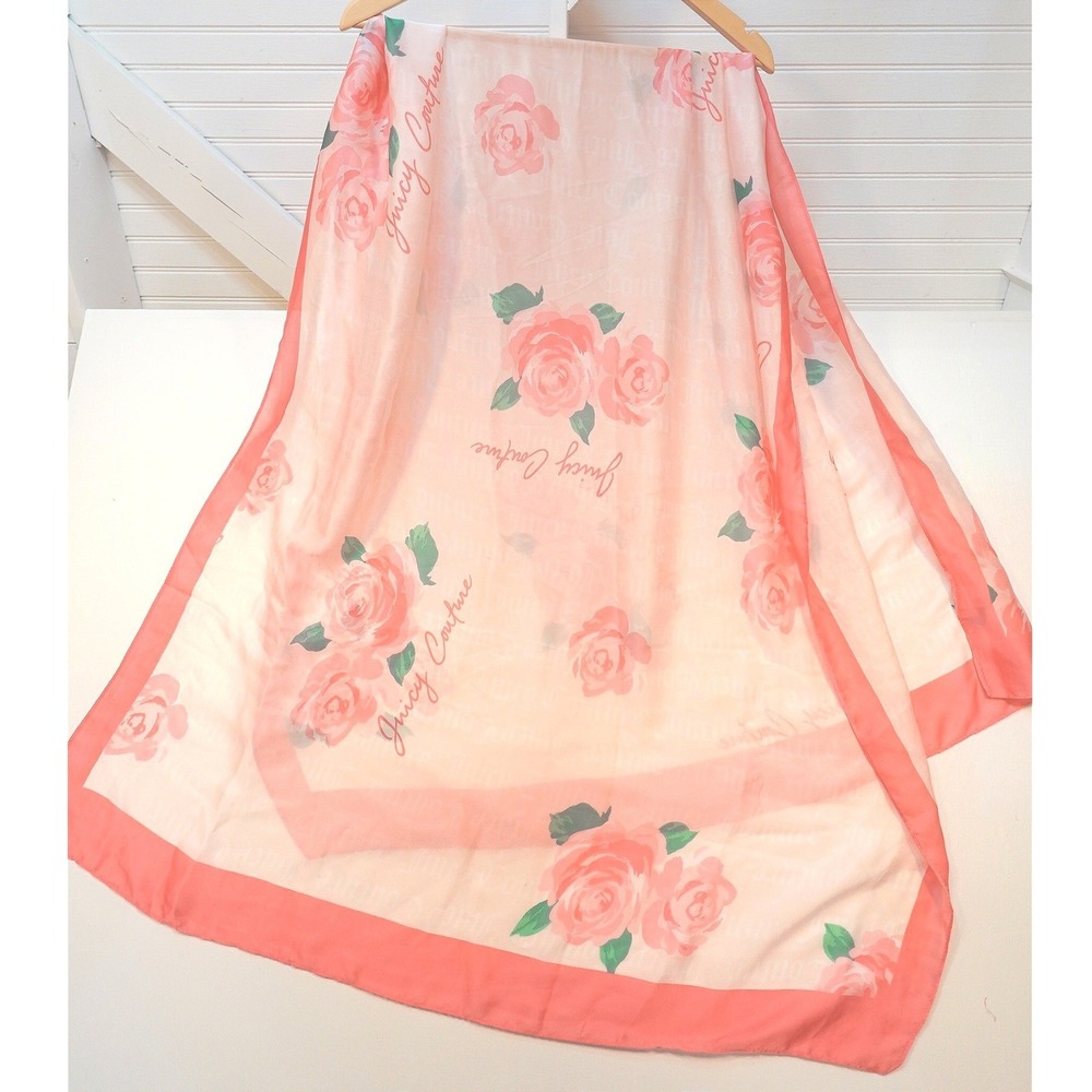 New Juicy Couture Pink Rose Scarf 70x35 inches Feminine Y2K Coquette *no tags